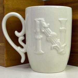 MUD PIE Monogram “N” Raised Initial XL Mug
